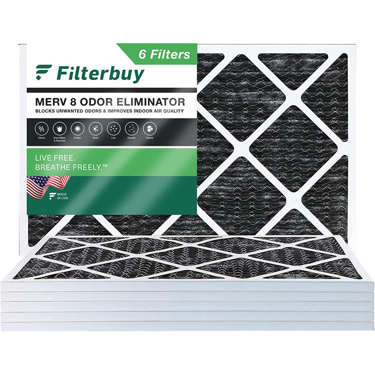 Filterbuy 14 x 25 x 1 Air Filter MERV 8 Odor Eliminator Pleated